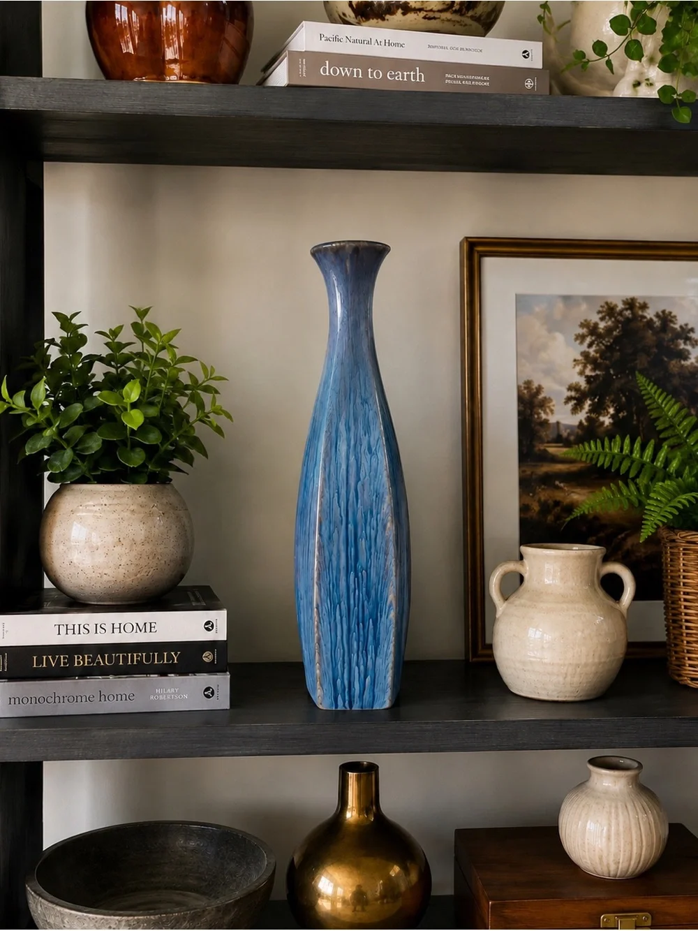 Blue Drip Glaze Studio Pottery Vase – Sculptural Art Pottery Decor